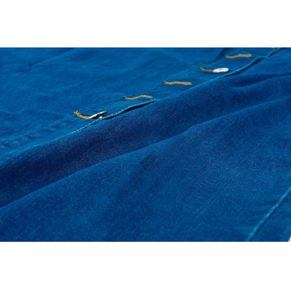 Women's Plus Size Stretchy Fit Denim Skirt Midi High Waist - Picture 5 of 6